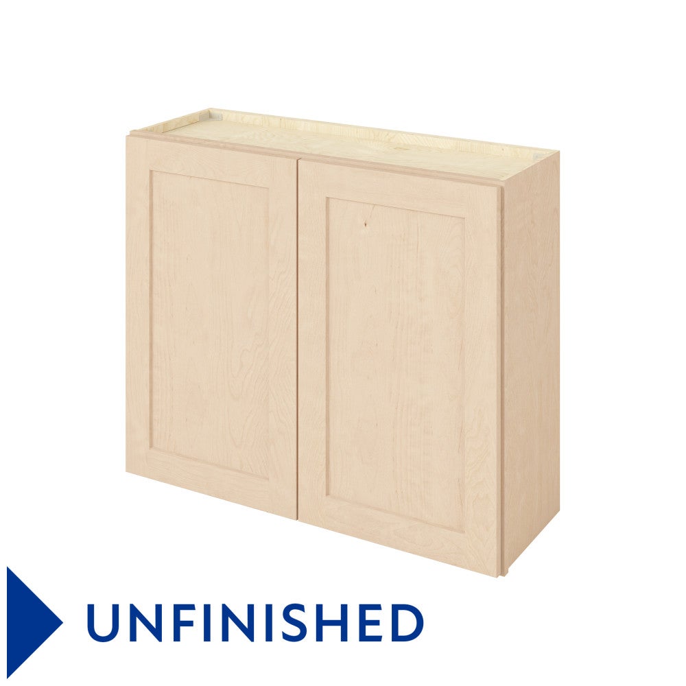 36"W x 30"H Wall Cabinet with Double Doors and Two Shelves in Catalina Unfinished