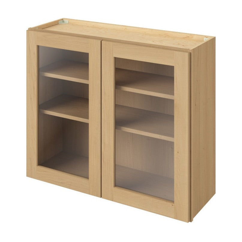 36"W x 30"H Wall Cabinet with Double Glass Doors, Two Shelves and Matching Interior in Catalina Sandstone