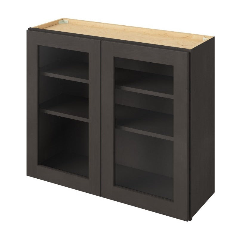 36"W x 30"H Wall Cabinet with Double Glass Doors, Two Shelves and Matching Interior in Catalina Slate
