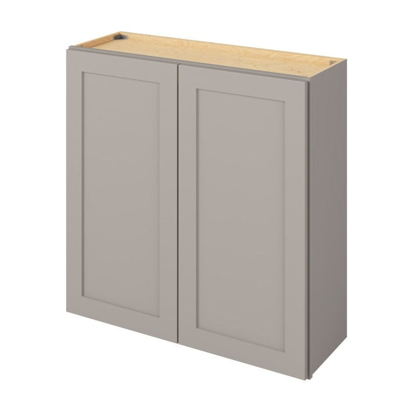36"W x 36"H Wall Cabinet with Double Doors and Two Shelves in Catalina Pebble Grey