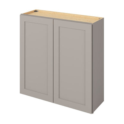 36"W x 36"H Wall Cabinet with Double Doors and Two Shelves in Catalina Pebble Grey