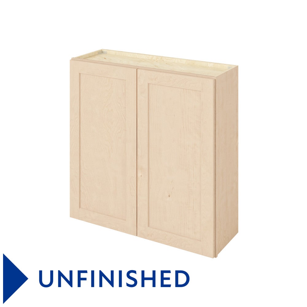 36"W x 36"H Wall Cabinet with Double Doors and Two Shelves in Catalina Unfinished