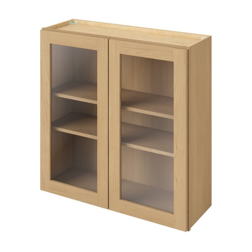 36"W x 36"H Wall Cabinet with Double Glass Doors, Two Shelves and Matching Interior in Catalina Sandstone