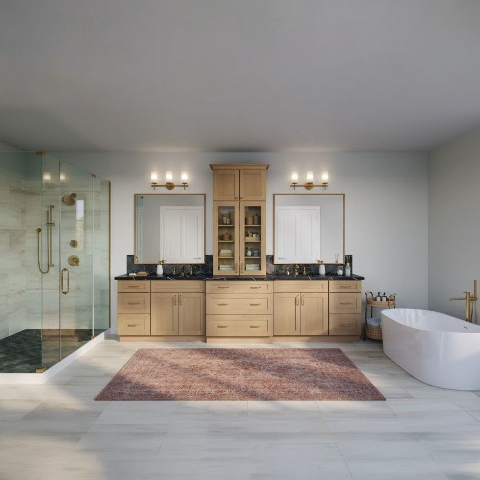 36"W x 36"H Wall Cabinet with Double Glass Doors, Two Shelves and Matching Interior in Catalina Sandstone, view 5