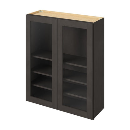 36"W x 42"H Wall Cabinet with Double Glass Doors, Three Shelves and Matching Interior in Catalina Slate