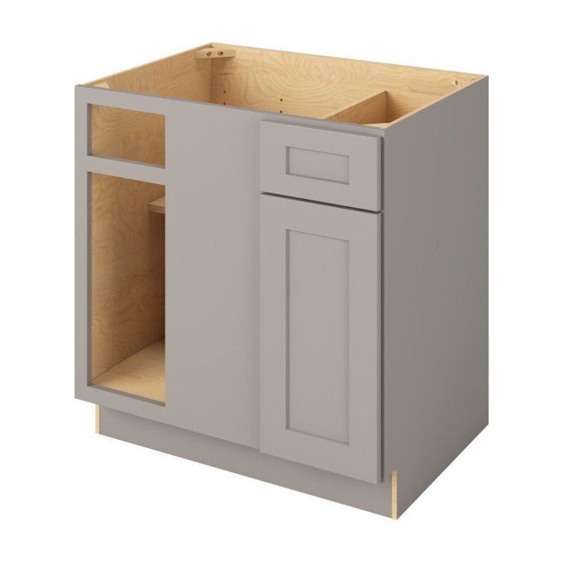 39" to 42"W Universal Blind Corner Base Cabinet with One Door and One Drawer in Catalina Pebble Grey