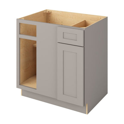 39" to 42"W Universal Blind Corner Base Cabinet with One Door and One Drawer in Catalina Pebble Grey