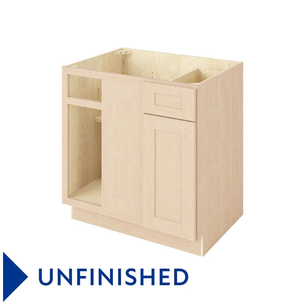 39" to 42"W Universal Blind Corner Base Cabinet with One Door and One Drawer in Catalina Unfinished