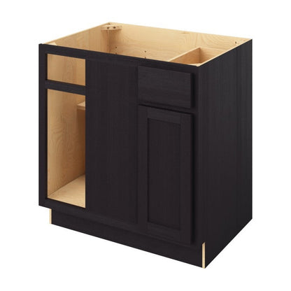 39" to 42"W Universal Blind Corner Base Cabinet with One Door and One Drawer in Hatteras Espresso