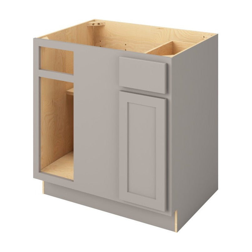 39" to 42"W Universal Blind Corner Base Cabinet with One Door and One Drawer in Hatteras Pebble Grey