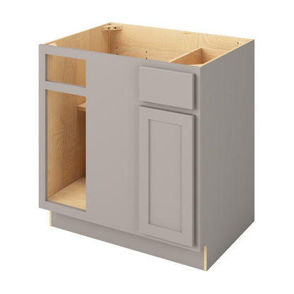 39" to 42"W Universal Blind Corner Base Cabinet with One Door and One Drawer in Hatteras Pebble Grey