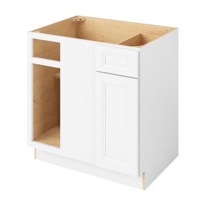 39" to 42"W Universal Blind Corner Base Cabinet with One Door and One Drawer in Maui Polar White