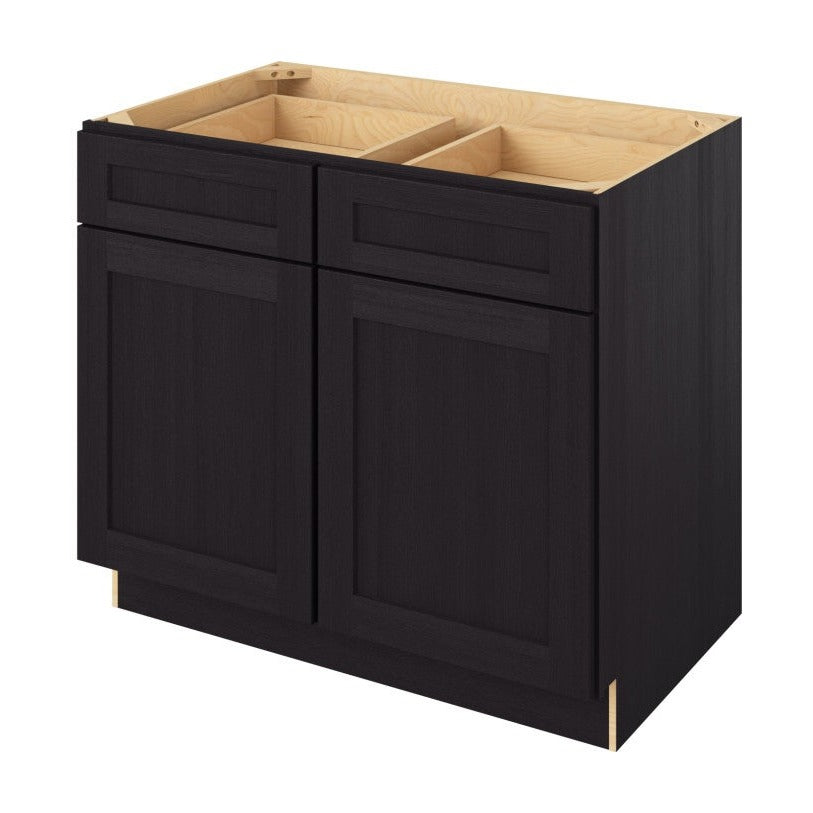 39"W Base Cabinet with Double Doors and Double Drawers in Catalina Espresso