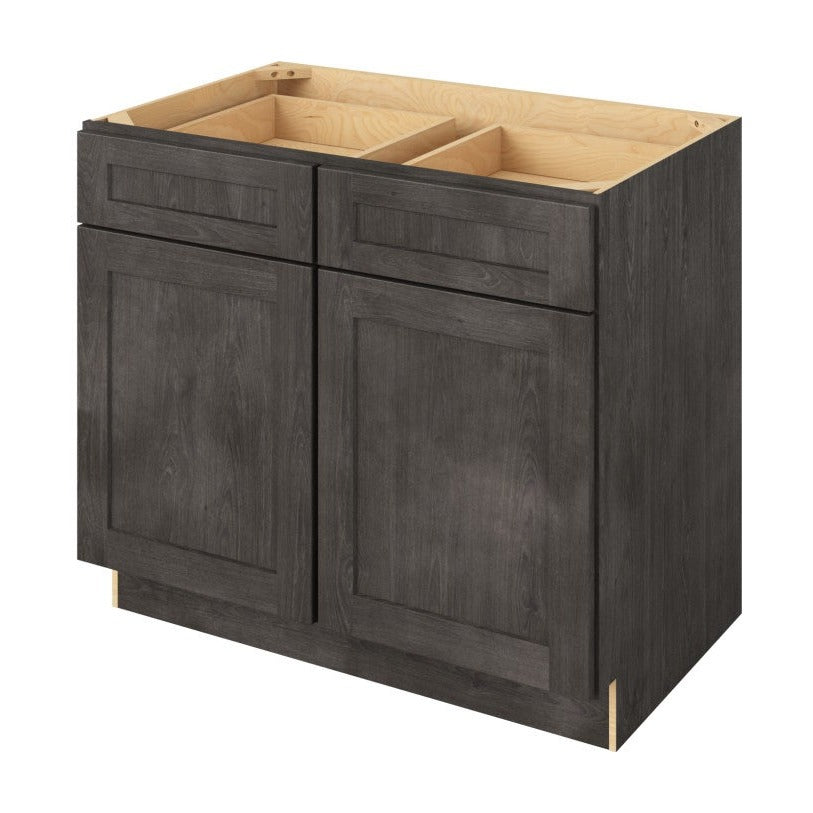 39"W Base Cabinet with Double Doors and Double Drawers in Catalina Slate