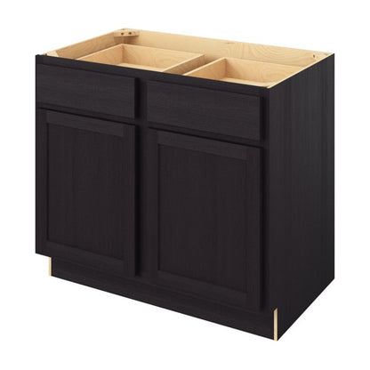 39"W Base Cabinet with Double Doors and Double Drawers in Hatteras Espresso