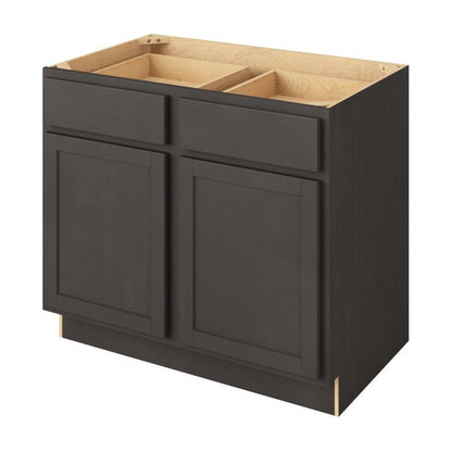 39"W Base Cabinet with Double Doors and Double Drawers in Hatteras Slate