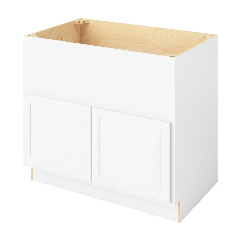 39"W Farmhouse Sink Base Cabinet with Double Doors in Hatteras Polar White