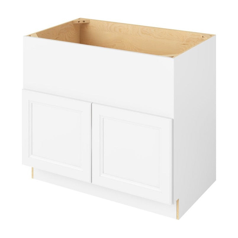 39"W Farmhouse Sink Base Cabinet with Double Doors in Maui Polar White