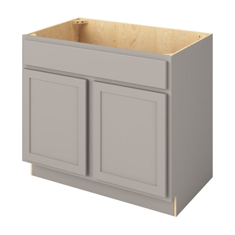 39"W Sink Base Cabinet with Double Doors in Hatteras Pebble Grey