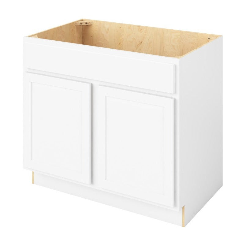 39"W Sink Base Cabinet with Double Doors in Hatteras Polar White