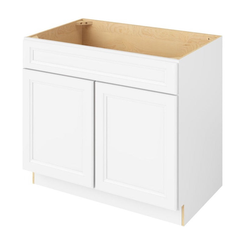 39"W Sink Base Cabinet with Double Doors in Maui Polar White