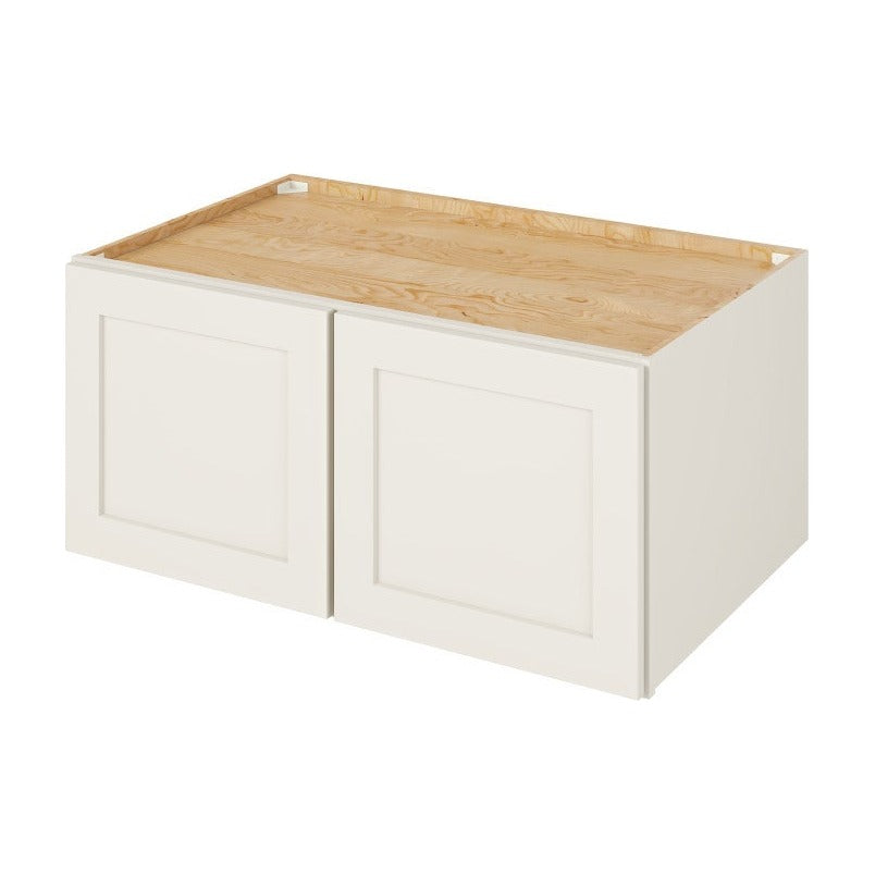39"W x 18"H x 24"D Deep Wall Fridge Cabinet with Double Doors in Catalina Shell White