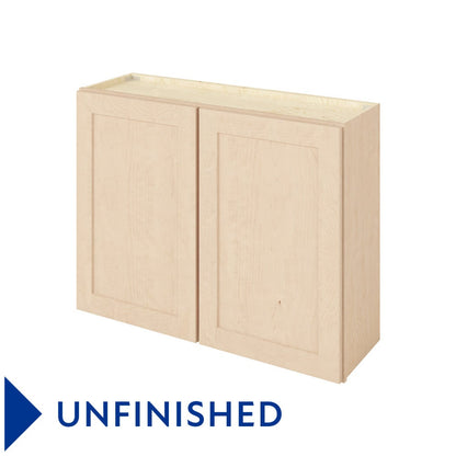 39"W x 30"H Wall Cabinet with Double Doors and Two Shelves in Catalina Unfinished