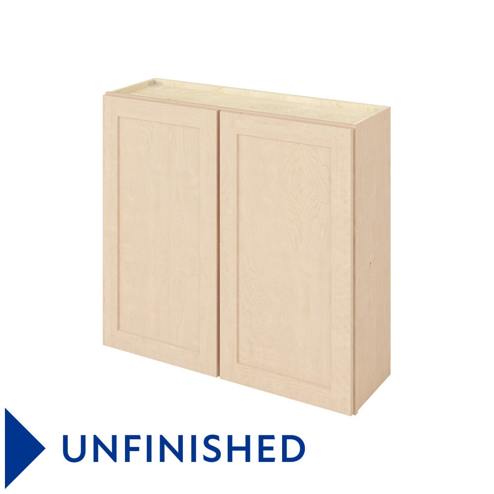 39"W x 36"H Wall Cabinet with Double Doors and Two Shelves in Catalina Unfinished