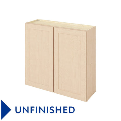 39"W x 36"H Wall Cabinet with Double Doors and Two Shelves in Catalina Unfinished