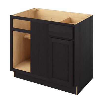 42" to 45"W Universal Blind Corner Base Cabinet with One Door and One Drawer in Hatteras Espresso