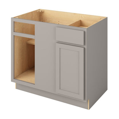 42" to 45"W Universal Blind Corner Base Cabinet with One Door and One Drawer in Hatteras Pebble Grey