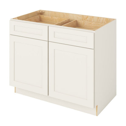 42"W Base Cabinet with Double Doors and Double Drawers in Catalina Shell White