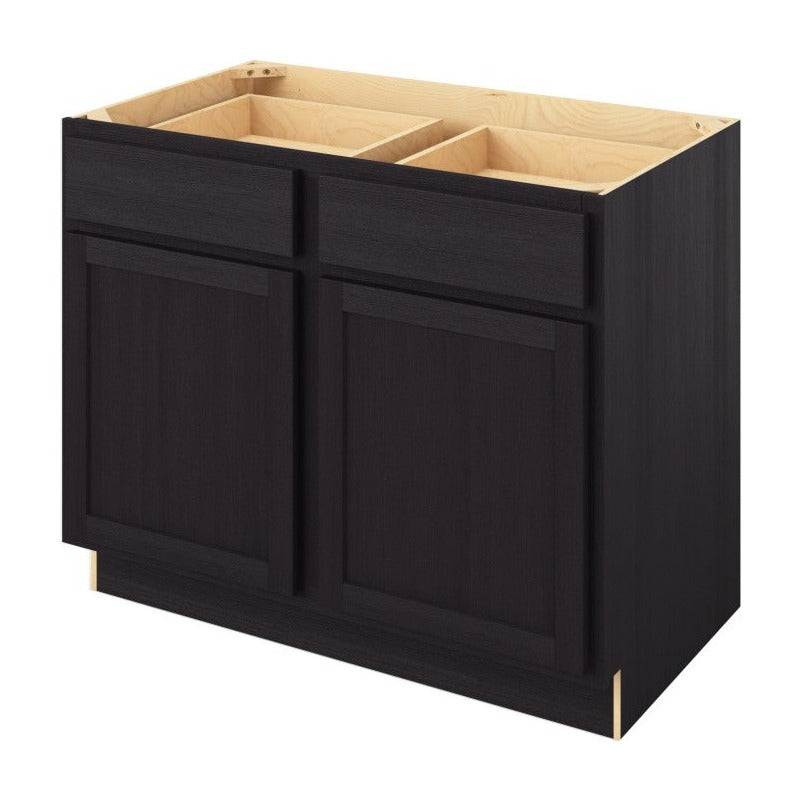 42"W Base Cabinet with Double Doors and Double Drawers in Hatteras Espresso
