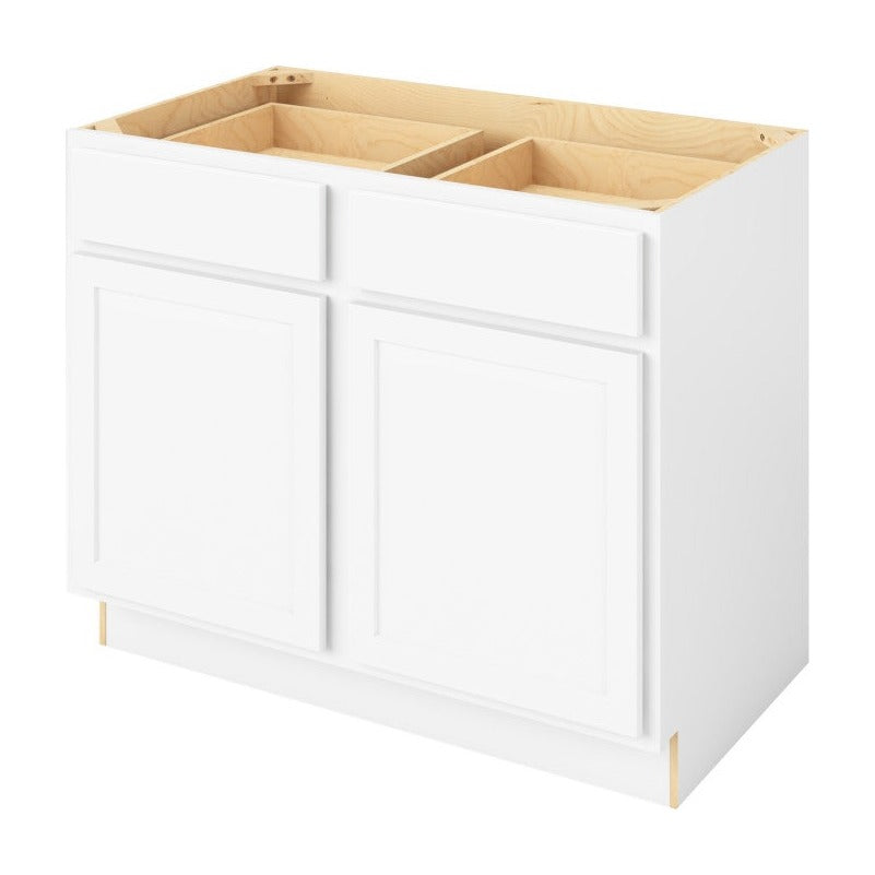 42"W Base Cabinet with Double Doors and Double Drawers in Hatteras Polar White