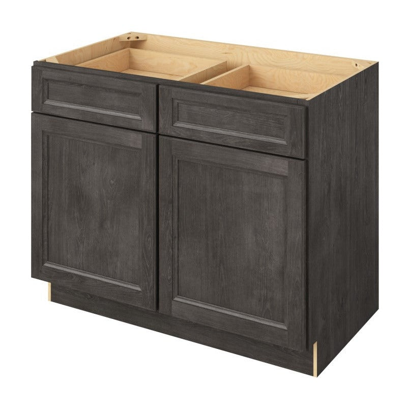 42"W Base Cabinet with Double Doors and Double Drawers in Maui Slate