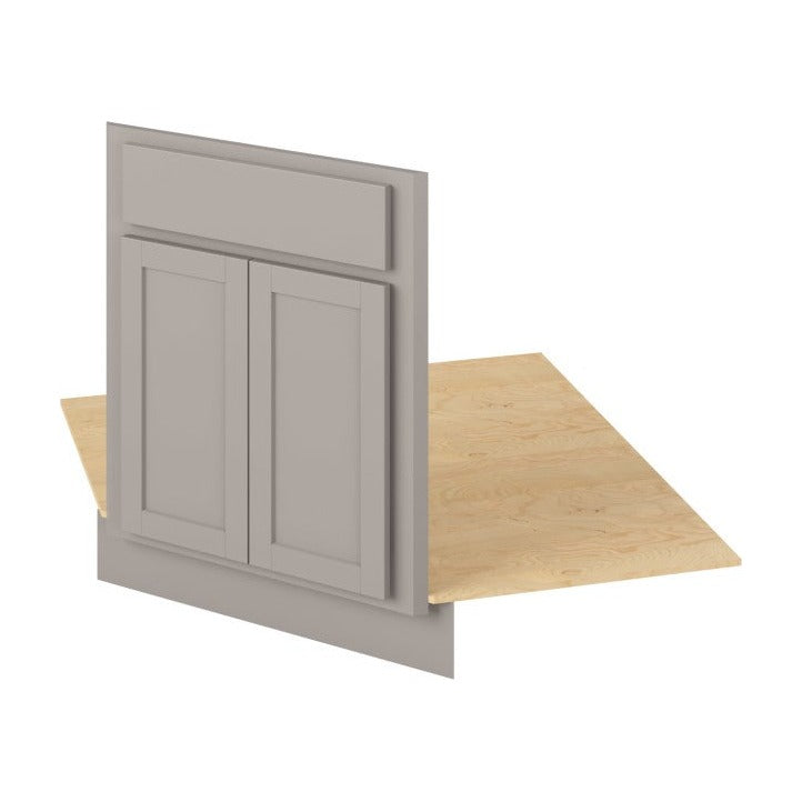 42"W Diagonal Corner Sink Front Cabinet with Double Doors in Hatteras Pebble Grey