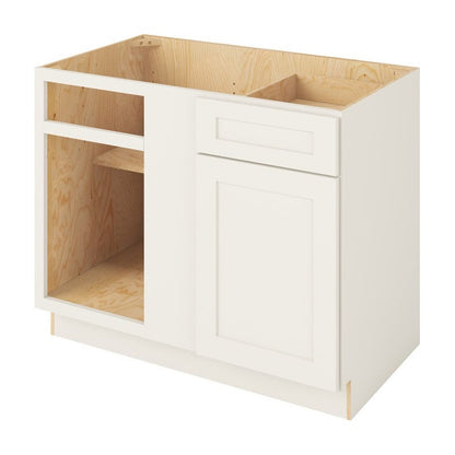 45" to 48"W Universal Blind Corner Base Cabinet with One Door and One Drawer in Catalina Shell White