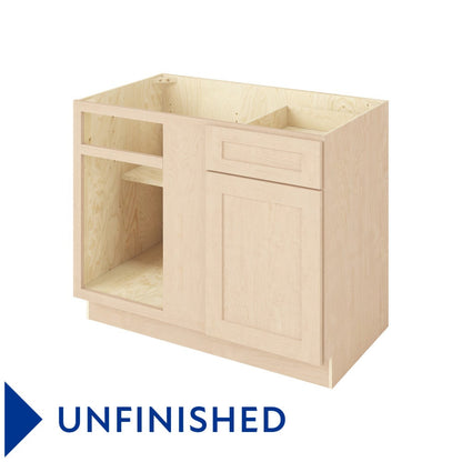 45" to 48"W Universal Blind Corner Base Cabinet with One Door and One Drawer in Catalina Unfinished