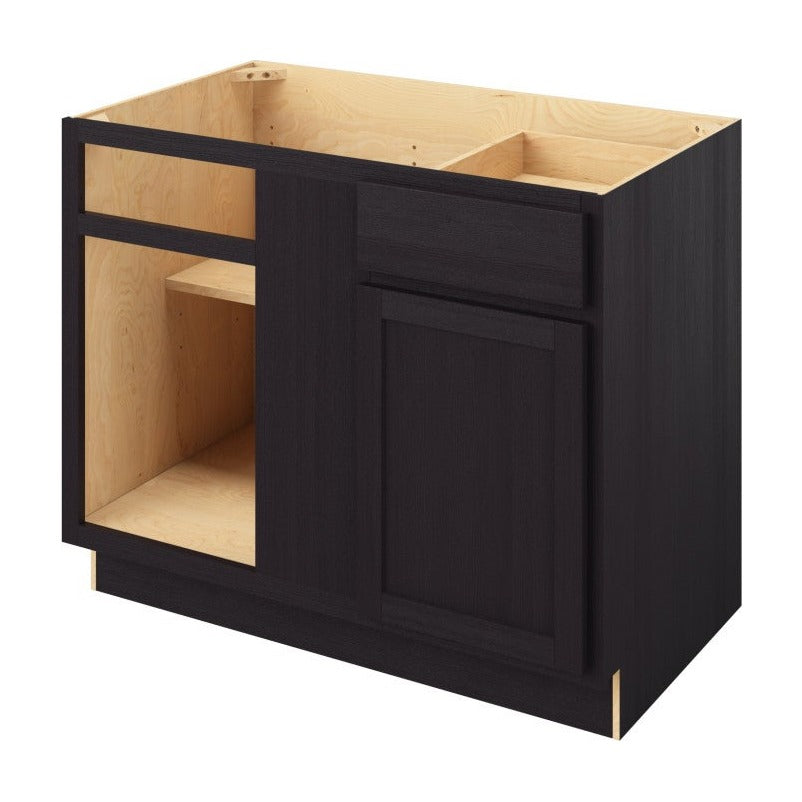 45" to 48"W Universal Blind Corner Base Cabinet with One Door and One Drawer in Hatteras Espresso