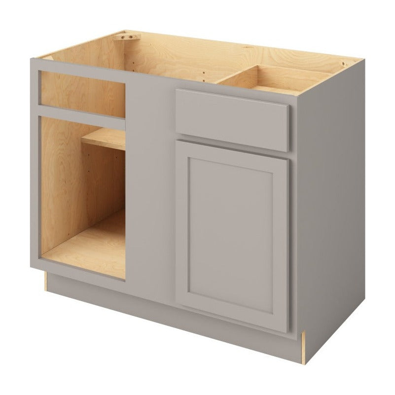 45" to 48"W Universal Blind Corner Base Cabinet with One Door and One Drawer in Hatteras Pebble Grey
