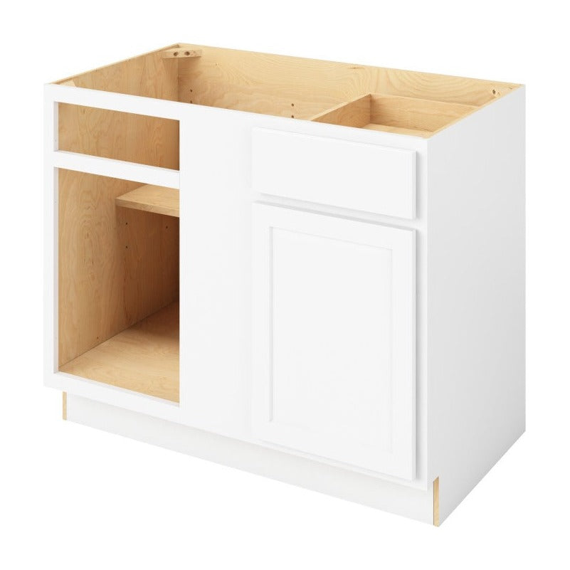 45" to 48"W Universal Blind Corner Base Cabinet with One Door and One Drawer in Hatteras Polar White