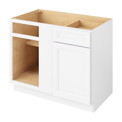 45" to 48"W Universal Blind Corner Base Cabinet with One Door and One Drawer in Maui Polar White