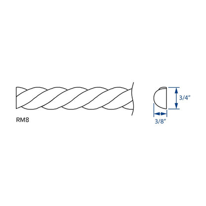 8'L Rope Molding in Pebble Grey, view 4
