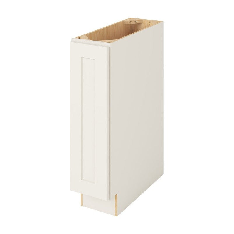 9"W Full Height Door Base Cabinet with One Door and Two Shelves in Catalina Shell White