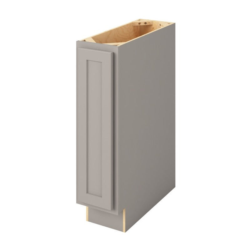 9"W Full Height Door Base Cabinet with One Door and Two Shelves in Hatteras Pebble Grey