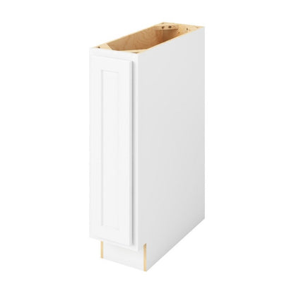 9"W Full Height Door Base Cabinet with One Door and Two Shelves in Hatteras Polar White