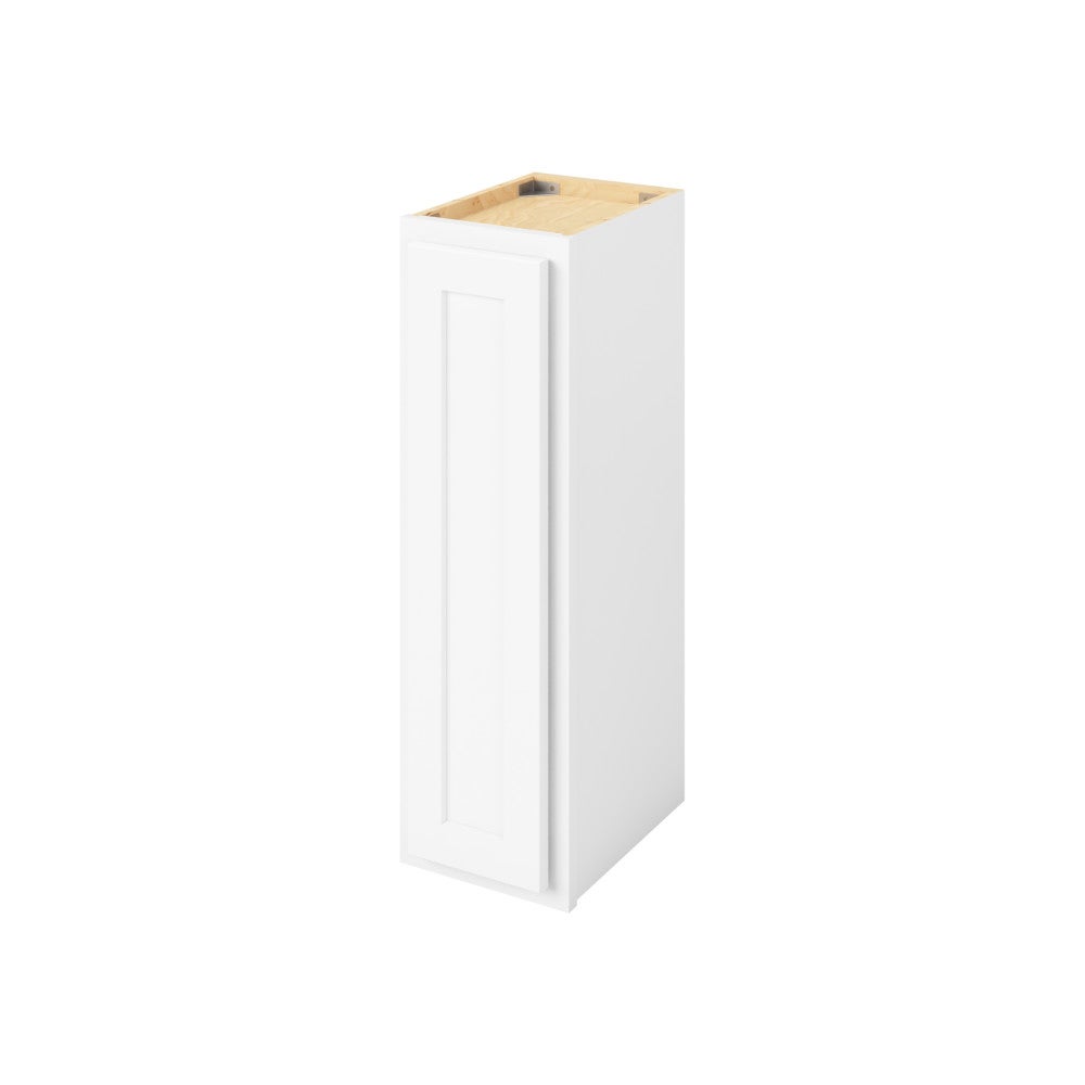 9"W x 30"H Wall Cabinet with Single Door and Two Shelves in Hatteras Polar White