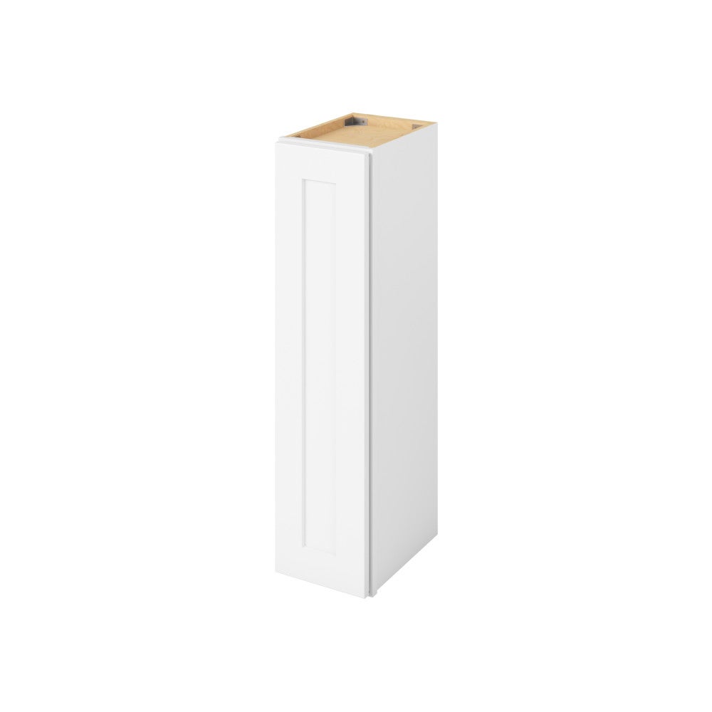 9"W x 36"H Wall Cabinet with Single Door and Two Shelves in Catalina Polar White