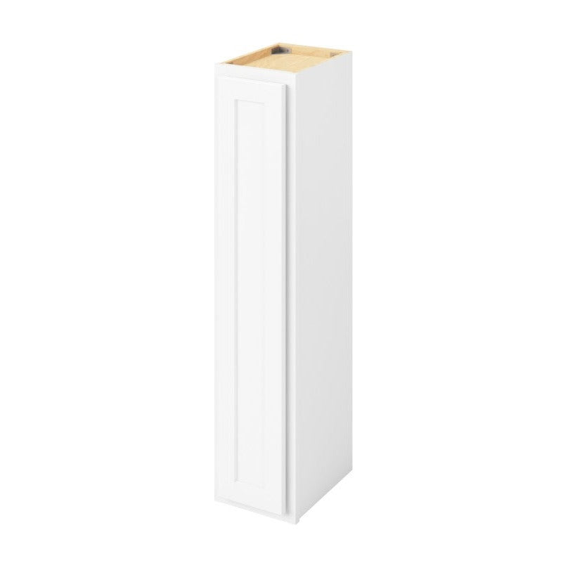 9"W x 42"H Wall Cabinet with Single Door and Three Shelves in Hatteras Polar White