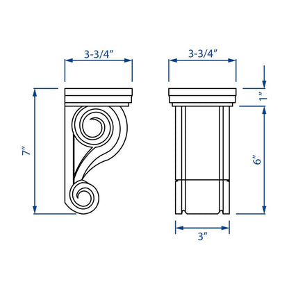 classic Scroll Corbel in Espresso, view 4